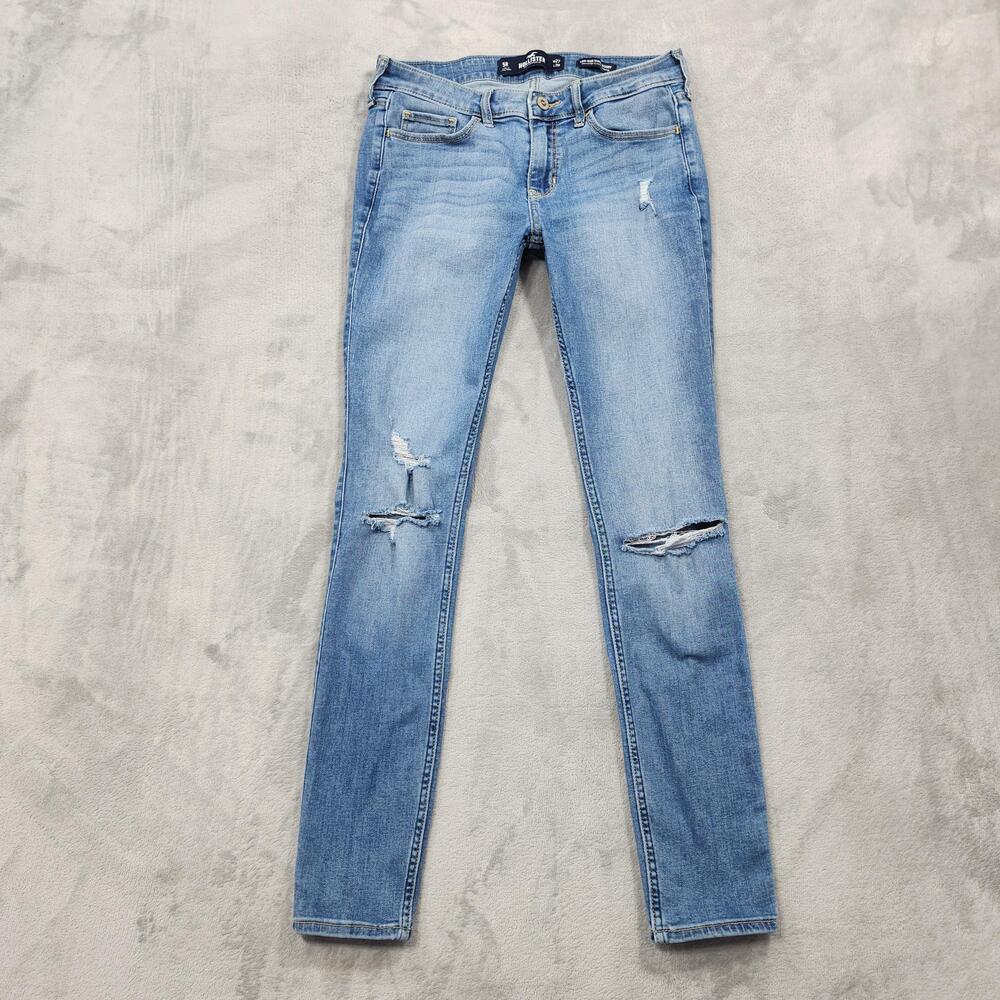 Hollister Jeans Womens 5R Juniors Blue Low Rise Super Skinny Distressed Stretch
